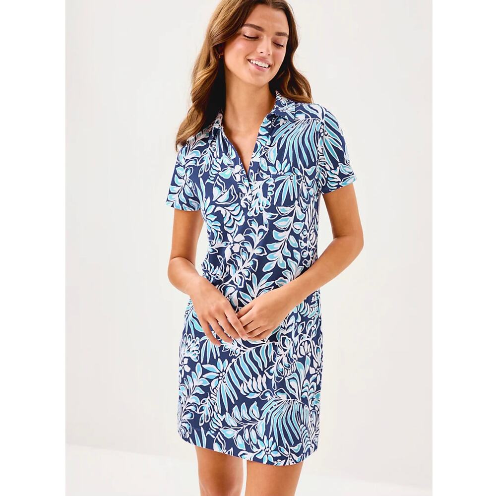 Lilly Pulitzer Women’s Dune UPF 50+ Dress Sapphire Pool Summer Shorelines Sz S